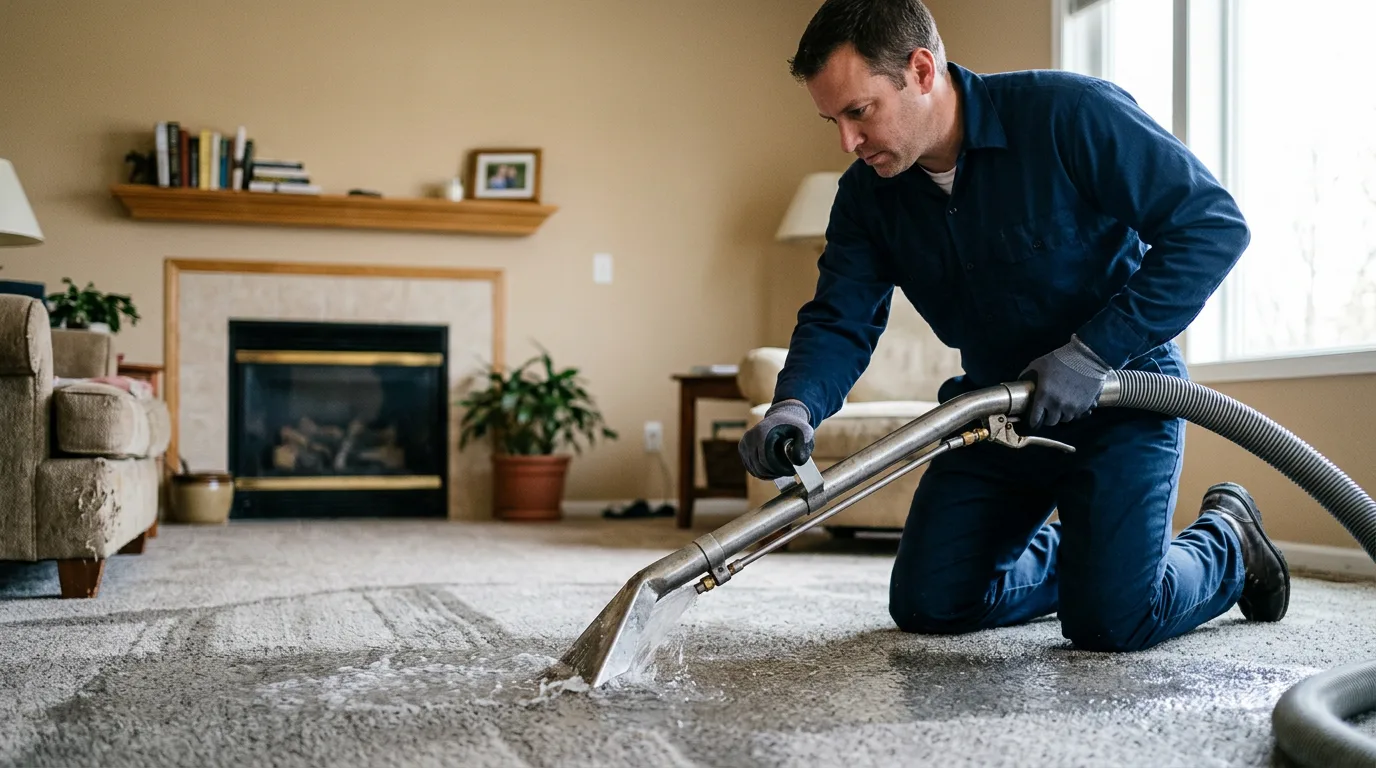 Water damage restoration technician working near Wallingford, IA